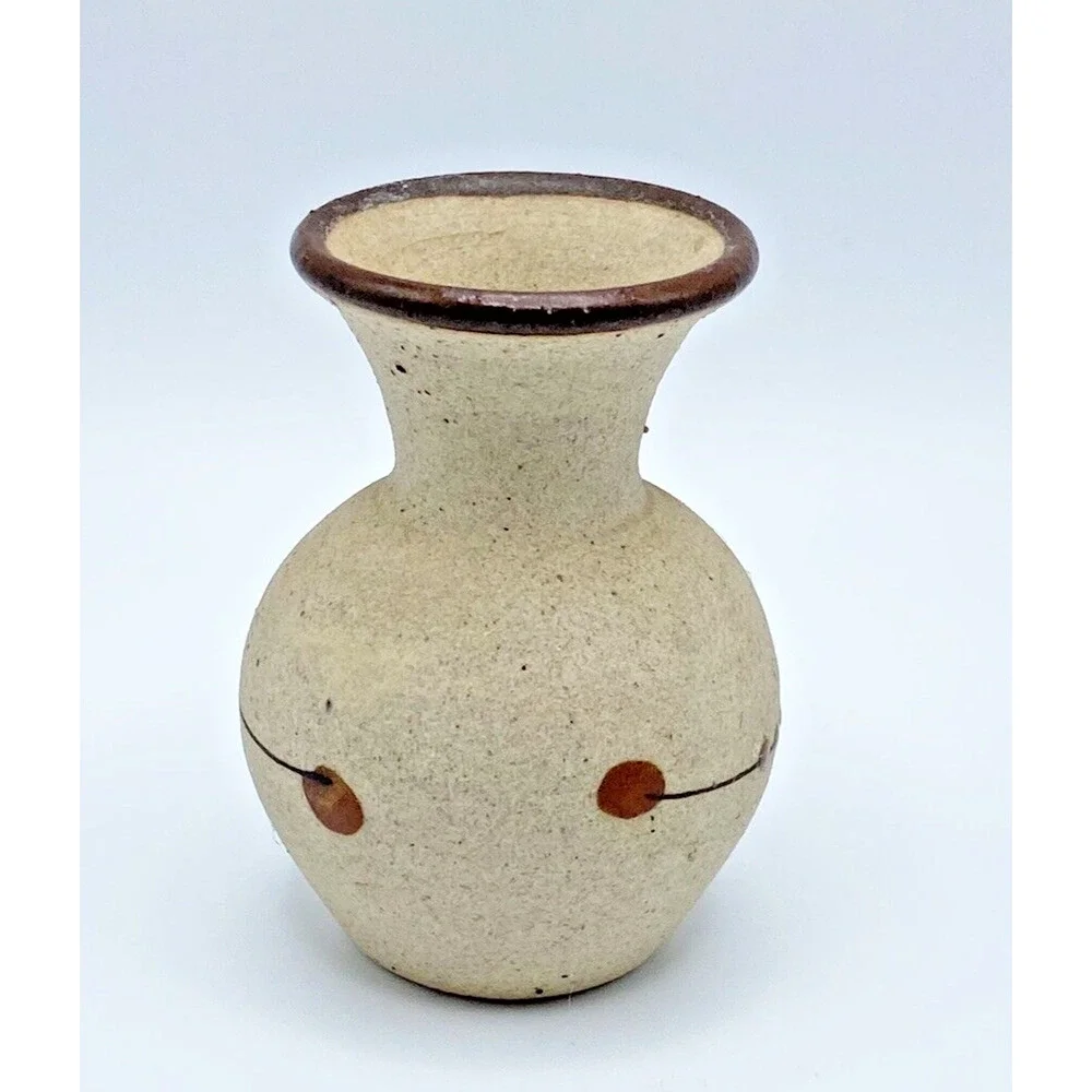 Vintage Tonala Pottery Miniature Floral Vase Toothpick Holder Mexican Folk Art - Picture 3 of 7